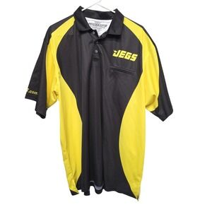 JEGS Black Yellow Performance Polo Shirt Mens 2XL‎ PRO MFG Racing Shop Work
